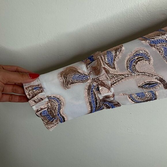 Alexis Marceau Metallic Floral Wrap Top - Picture 8 of 10